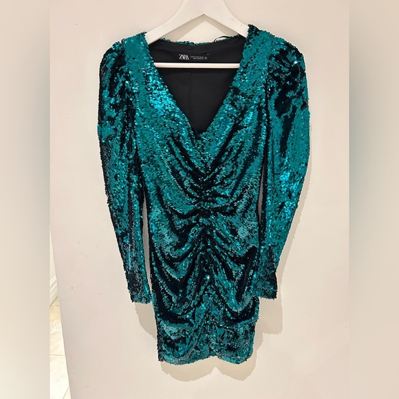 Zara blue sequinned dress - Picture 1 of 4